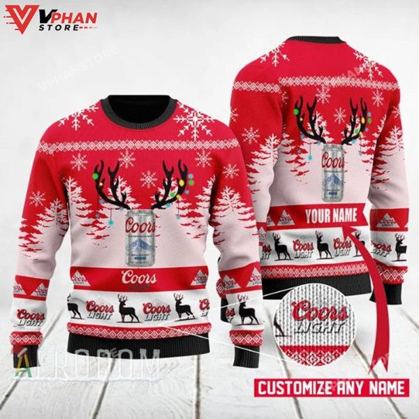 Deer Coors Light Personalized Xmas Ugly Christmas Sweater