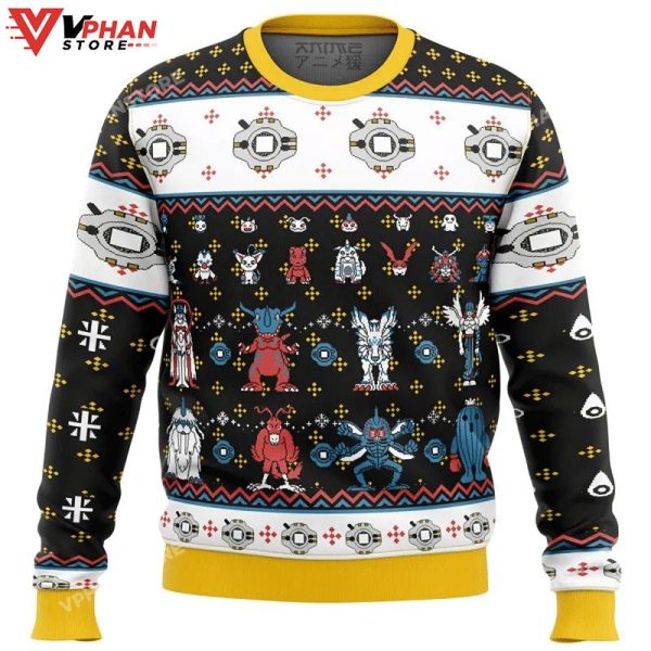 Digimon Sprites 3D Xmas Sweatshirt Ugly Christmas Sweater