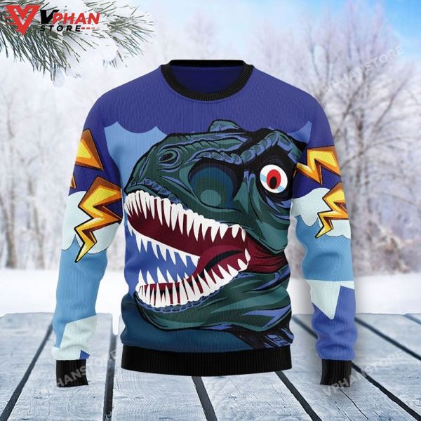 Dinosaur Face Sweater 3D Ugly Christmas Sweater