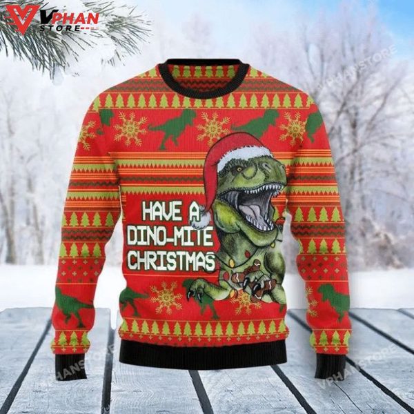 Dinosaur Funny Ugly Christmas Sweater 3D All Over Print