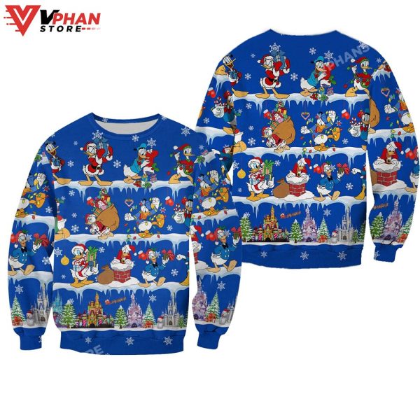 Donald Duck Pattern Xmas Blue 2023 Christmas Sweat