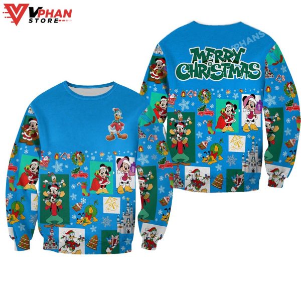 Donald Duck Pattern Xmas Blue 2023 Christmas Sweater