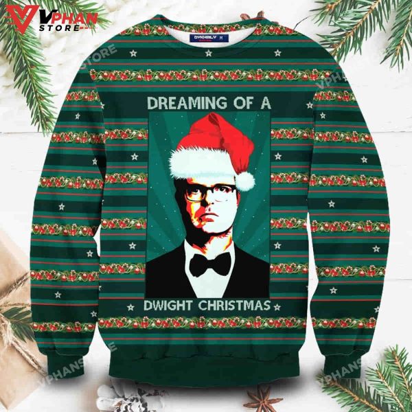 Dreaming Of Dwight Ugly Christmas Sweater Wool Knitted Sweatshirt