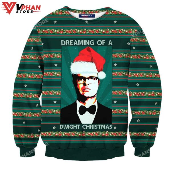 Dreaming Of Dwight Ugly Christmas Sweater Wool Knitted Sweatshirt