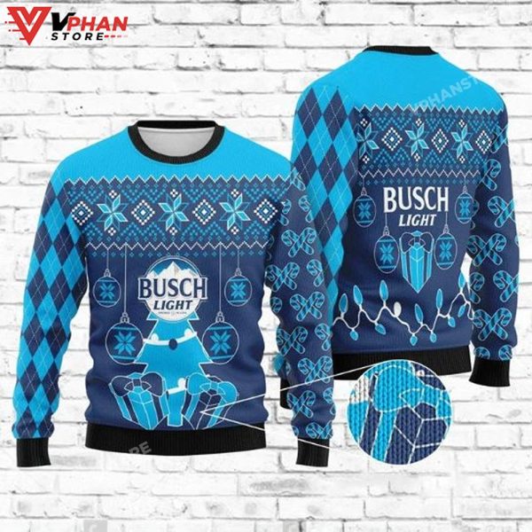 Drink Lover Gifts Busch Beer Christmas Ugly Sweater