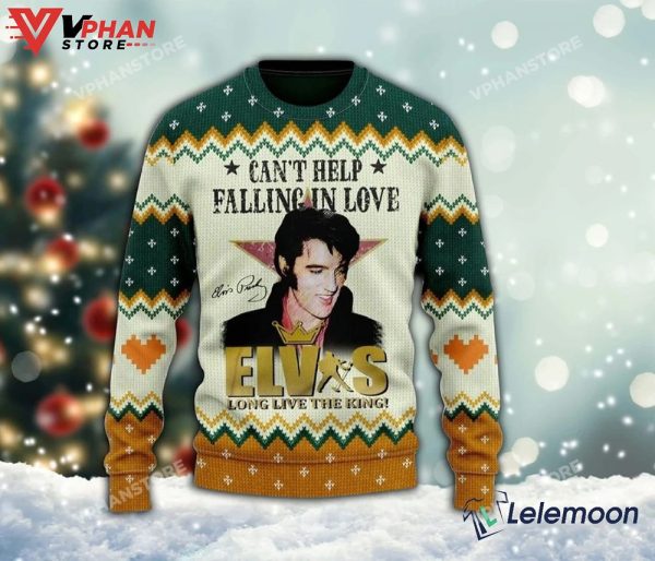 Can’t Help Falling In Love Elvis Presley Long Live The King Ugly Xmas Sweater