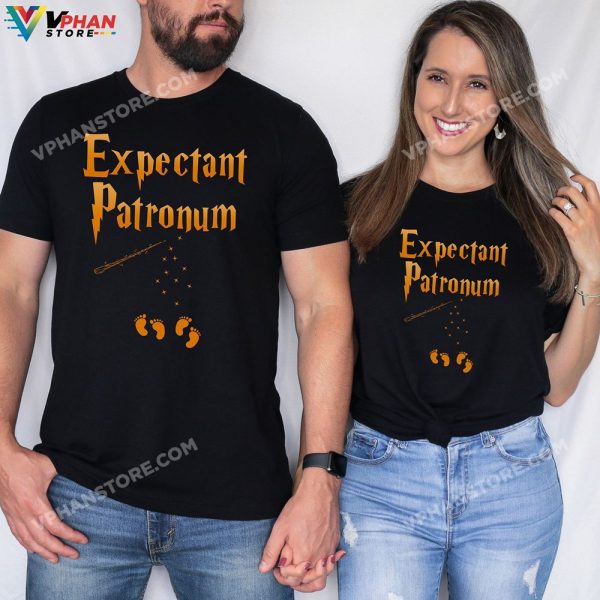 Expectant Patronum Halloween Twins Pregnancy Announcement T-Shirt Couples Costumes Maternity Reveal Gift