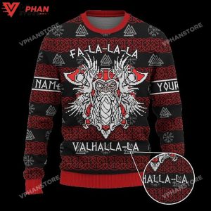 Fa la la la la Valhalla Viking Warrior Odin God Wool Knitted Sweater 1