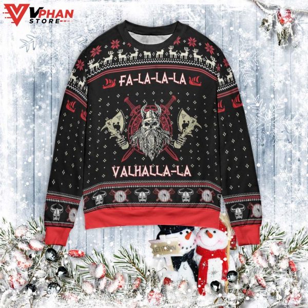 Falalala Valhallala Viking Christmas Sweater, Scary Horror Sweater