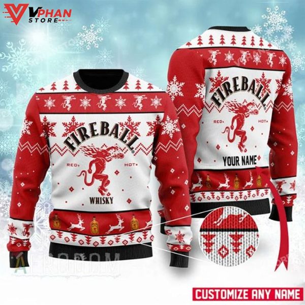 Fireball Personalized Xmas Ugly Christmas Sweater