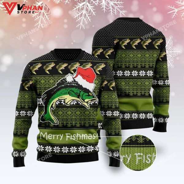 Fishing Merry Fishmas Christmas Wool Knitted Ugly Christmas Sweater