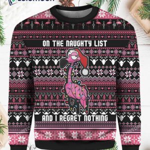 Flamingo On The Naughty List And I Regret Nothing Christmas Sweater 1