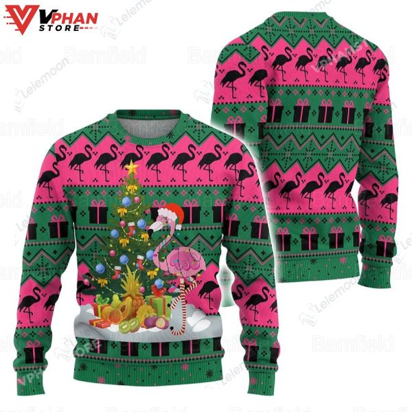 Flamingo Ugly Christmas Sweater, Basic Retro Sweatshirt