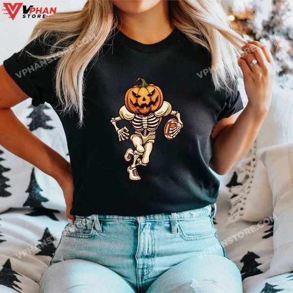 Football Skeleton Halloween, Men Boys Football Halloween T-Shirt