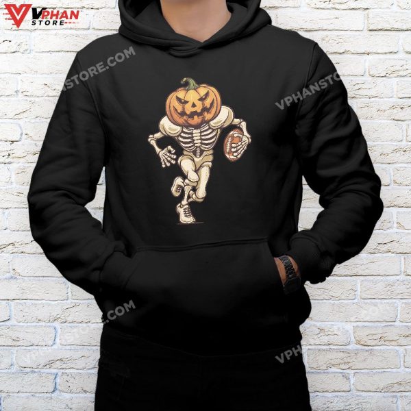 Football Skeleton Halloween, Men Boys Football Halloween T-Shirt