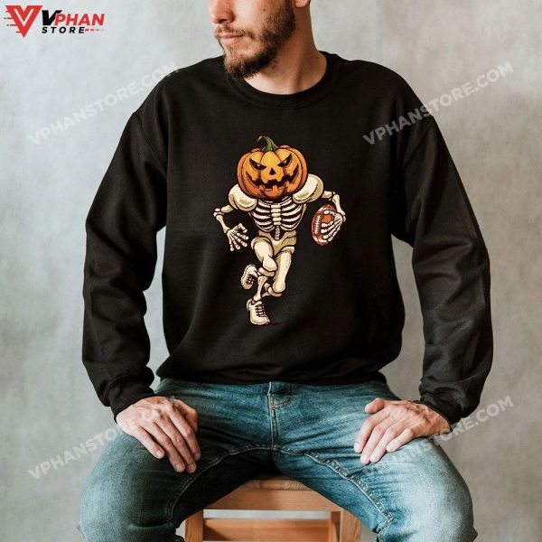 Football Skeleton Halloween, Men Boys Football Halloween T-Shirt