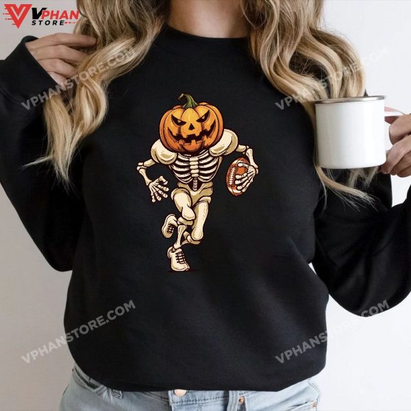 Football Skeleton Halloween, Men Boys Football Halloween T-Shirt