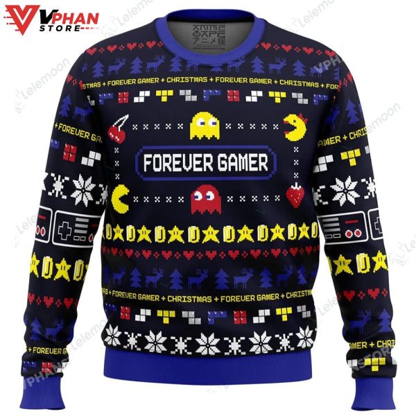 Forever Gamer Pac-Man Christmas Sweater, Cute Christmas Gifts