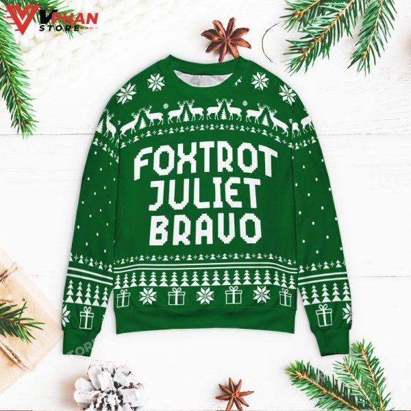 Foxtrot Juliet Bravo Christmas Sweater, Vintage Retro Gifts