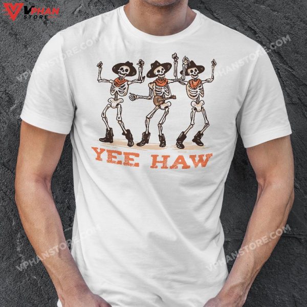 Funny Cowboy Skeleton Dancing Yeehaw Western Halloween