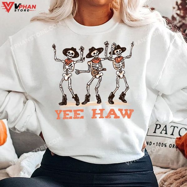 Funny Cowboy Skeleton Dancing Yeehaw Western Halloween