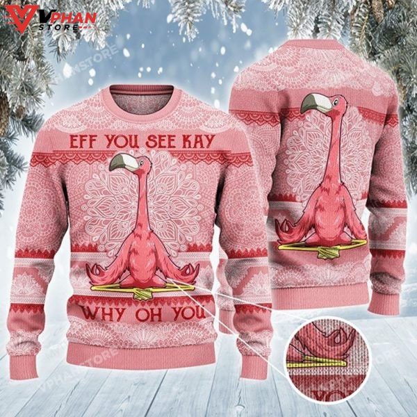 Funny Flamingo Wool Knitted Ugly Christmas Sweater