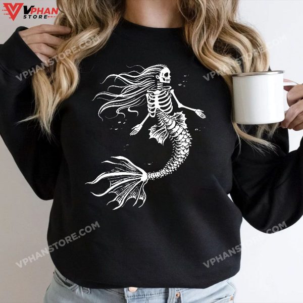 Funny Halloween Mermaid Skeleton Gift Cool Scary Costume