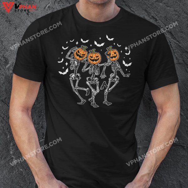 Funny Halloween Pumpkin Dancing Skeleton Costume T-Shirt