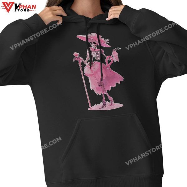 Funny Skeleton Breast Cancer Awareness Girl Halloween Women Pink T-Shirt