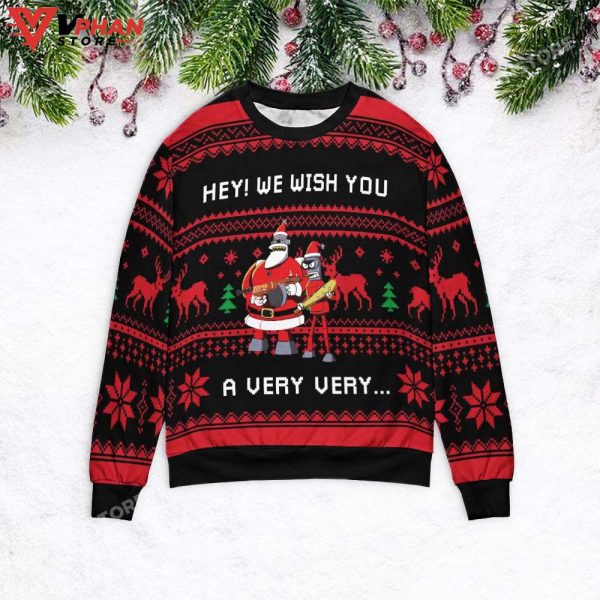 Hey We Wish You A Very Very Futurama Ugly Christmas Sweater