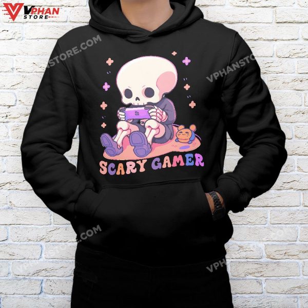 Gaming Halloween Skeleton Scary Gamer Boys Kids T-Shirt