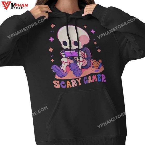 Gaming Halloween Skeleton Scary Gamer Boys Kids T-Shirt