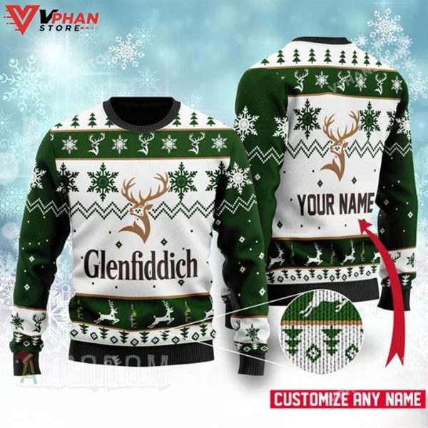 Glenfiddich Whisky Personalized Xmas Ugly Christmas Sweater