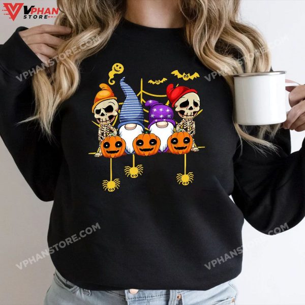 Gnomes Skeleton Lazy Halloween Costume Cute Gnome Skull T-Shirt