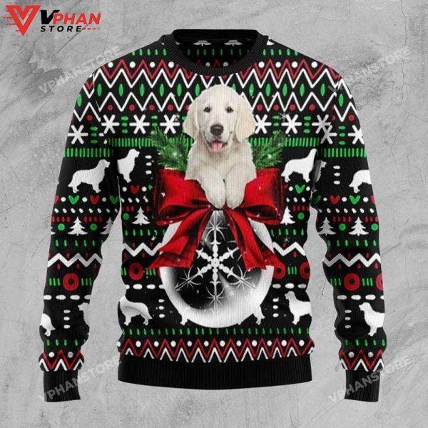 Golden Retriever Dog Xmas Ball Ugly Christmas Sweater Wool Knitted