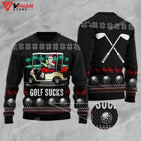 Golf Sucks Ugly Christmas Sweater Wool Knitted Sweatshirt