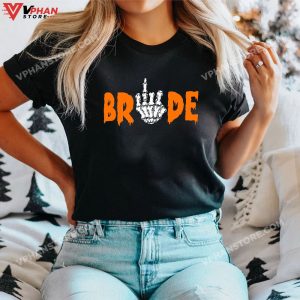 Gothic Skeleton Bride Wedding Just Married Spooky Halloween T Shirt 1