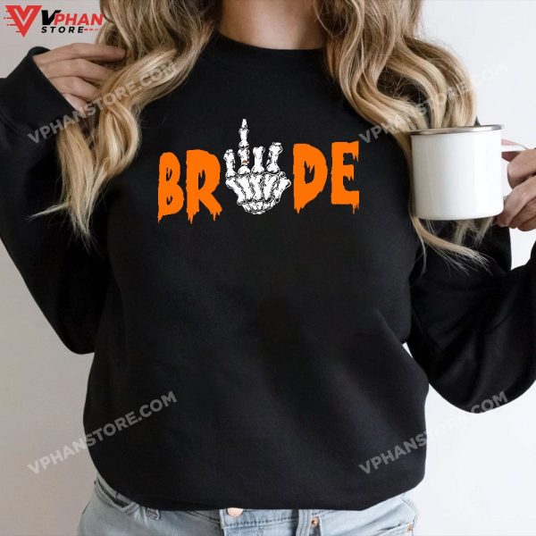 Gothic Skeleton Bride Wedding Just Married Spooky Halloween T-Shirt