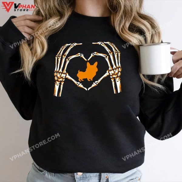 Gothic Skeleton Corgi Halloween Spooky Costume T-Shirt