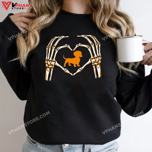 Gothic Skeleton Dachshund Halloween Spooky Costume T-Shirt