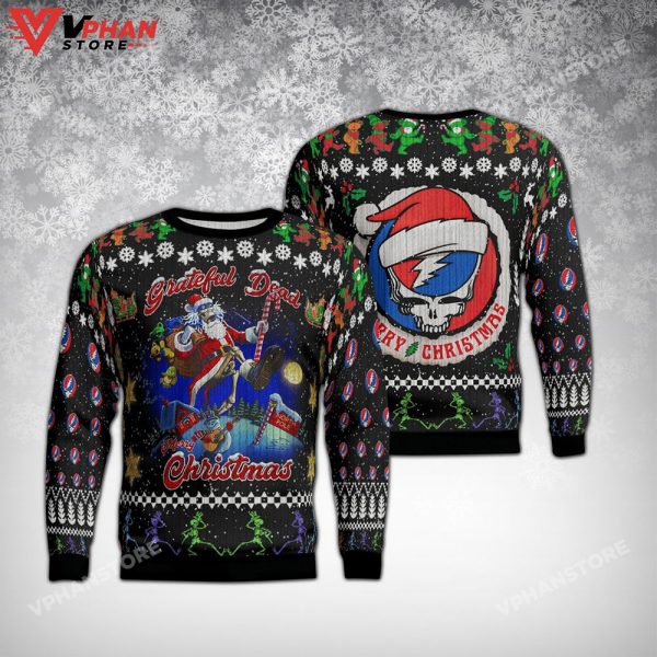 Grateful Dead Rock Band Santa Claus Ugly Christmas Sweater