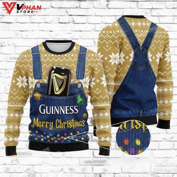 Guinness Beer Merry Christmas Xmas Wool Knitted Ugly Sweater