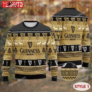 Guinness Beer Merry Xmas Drink Lover Ugly Knitted Christmas Sweater 1