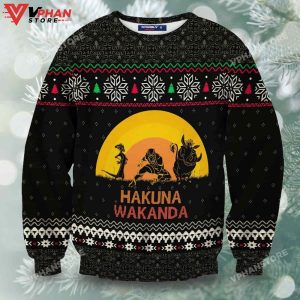 Hakuna Wakanda Christmas Wool Knitted Sweater Lion King Winter Sweater 1