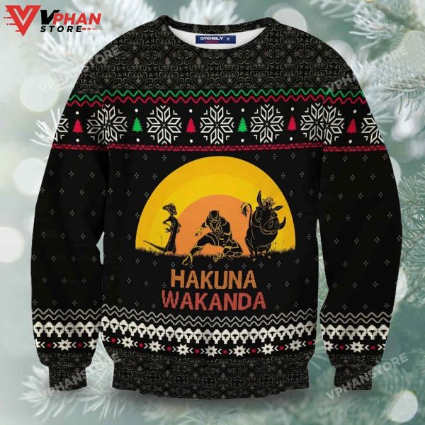 Hakuna Wakanda Lion King Winter Ugly Christmas Sweater