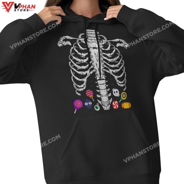 Halloween Candy Xray Skeleton Costume For Men Women Kid Boys T-Shirt