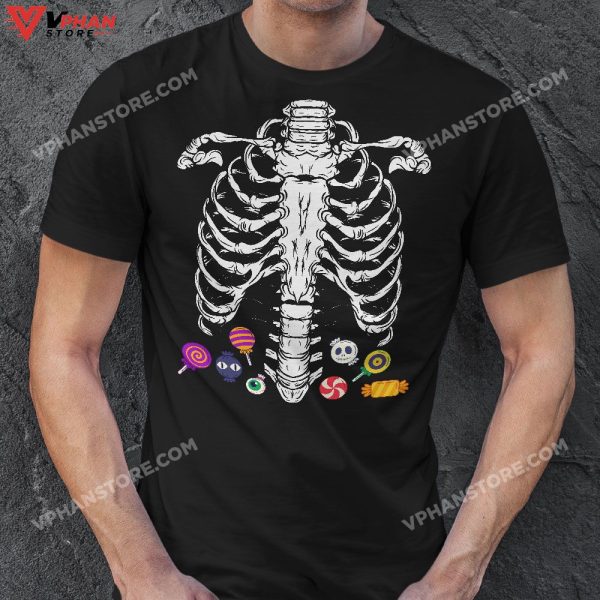 Halloween Candy Xray Skeleton Costume For Men Women Kid Boys T-Shirt