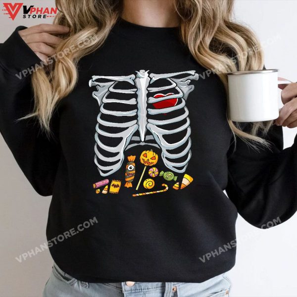 Halloween Costume XRay Skeleton Rib Heart Candy Adult Kids T-Shirt