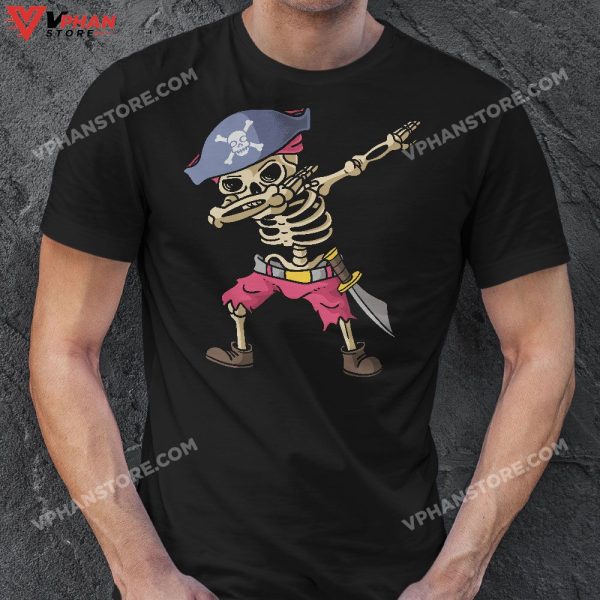 Halloween Dabbing Pirate Skeleton Funny T-Shirt, Costume Halloween Skeleton