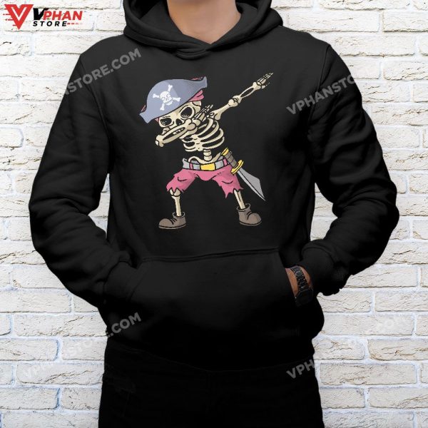 Halloween Dabbing Pirate Skeleton Funny T-Shirt, Costume Halloween Skeleton